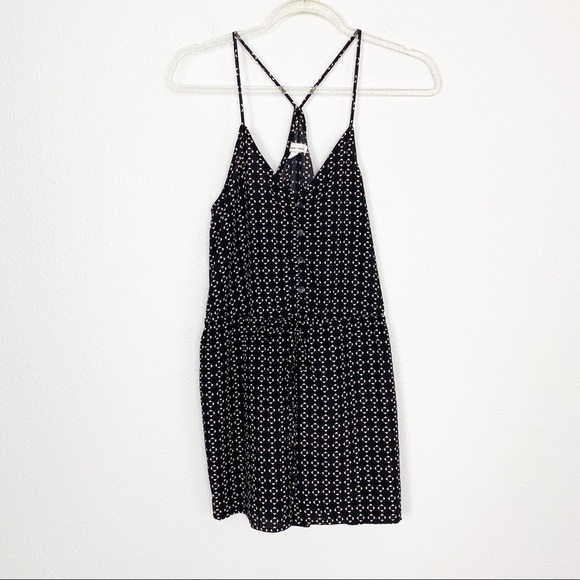 UO Silence + Noise Black Button Racerback Romper - Picture 3 of 10